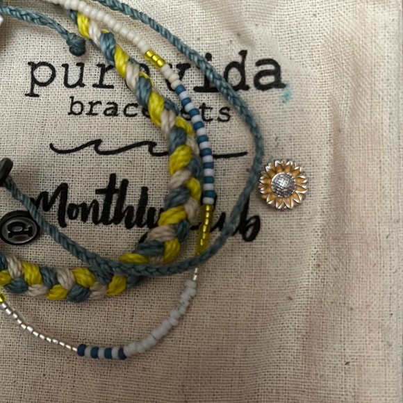 NWT Puravida 3 Bracelet Pack w/Jewelry Pouch in Seafoam Blue and Yellow. - Picture 3 of 5
